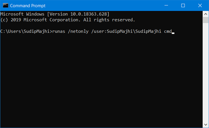 Run elevated Command Prompt from command line