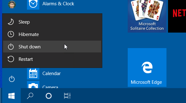 Use Start Menu to turn off or restart your computer