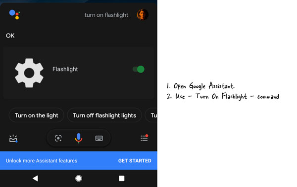 ok google turn on flashlight