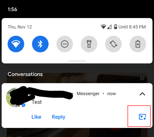 turn on chat bubbles from notification