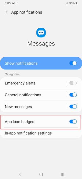 badgeprovider samsung mobile disable app icon