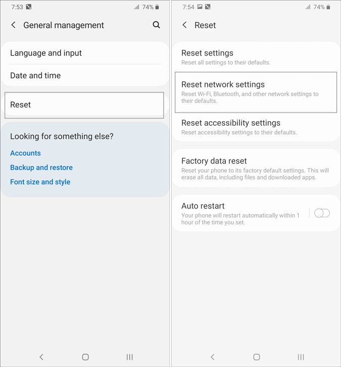 reset network settings samsung mobiles