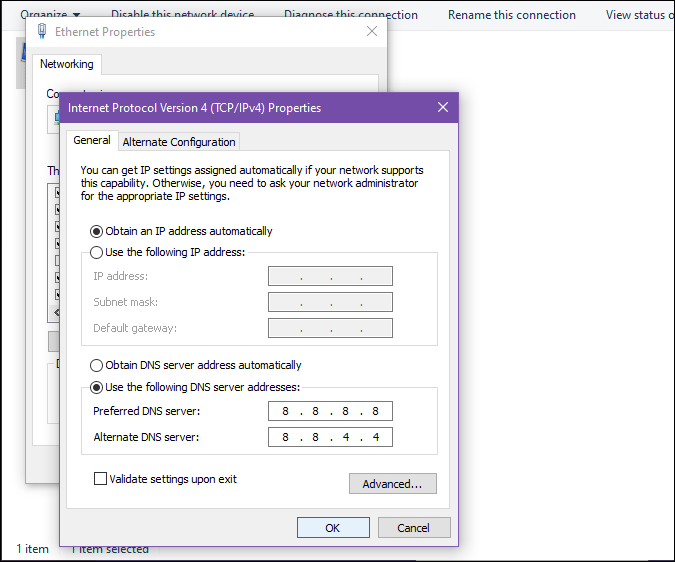 switch to google dns