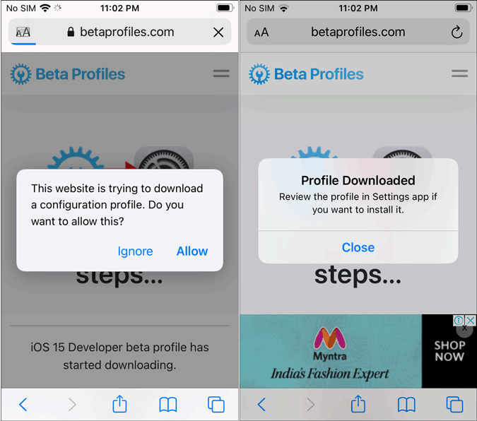 allow betaprofiles to download ios 15 developer beta profile