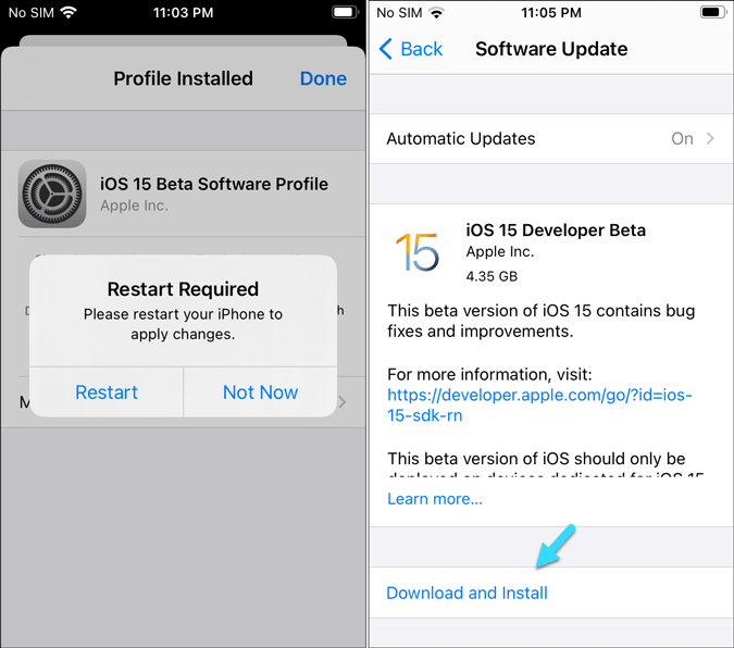 install iOS 15 beta without developer account