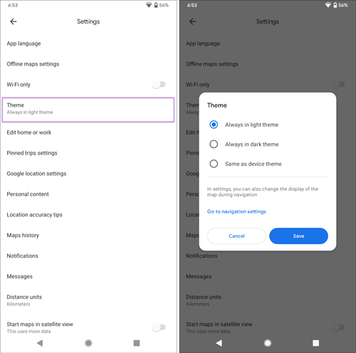How to enable dark mode in Maps