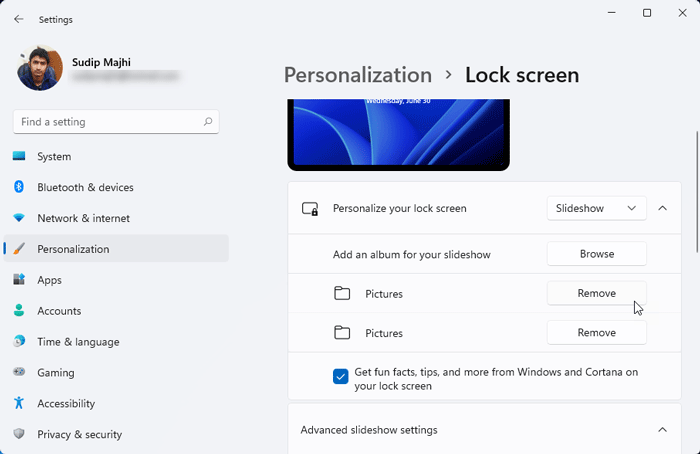 windows 11 lock screen slideshow not working