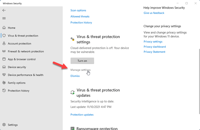 How to disable Windows Security in Windows 11 using Settings