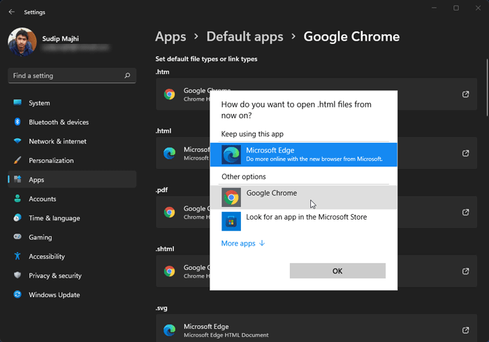 How to set Google Chrome as default browser on Windows 11