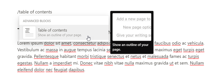 How to create Table of Contents in Notion