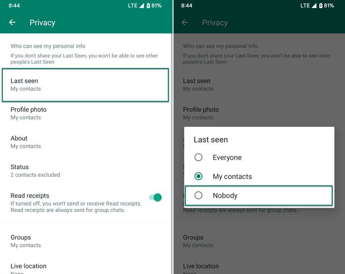 How to hide WhatsApp Online status while chatting