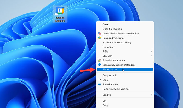 How to pin Google Calendar to Taskbar in Windows 11/10