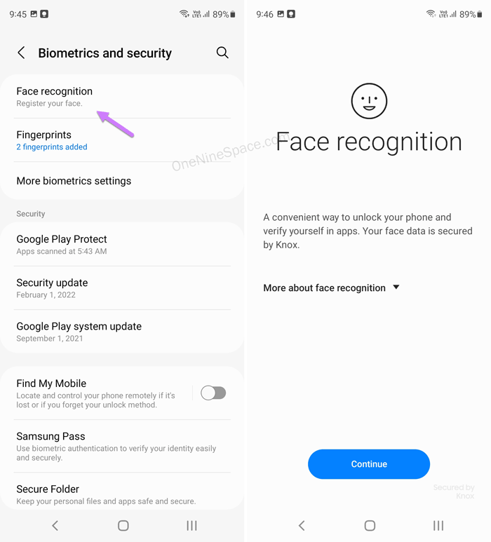 Face recognition not working on Samsung mobiles