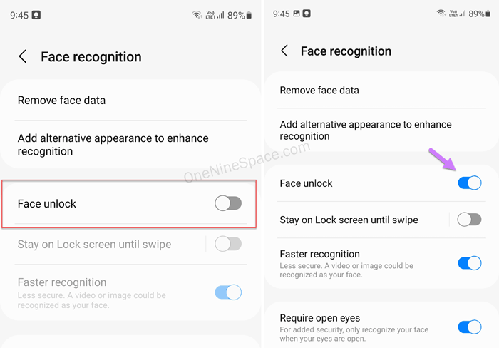 Face recognition not working on Samsung mobiles